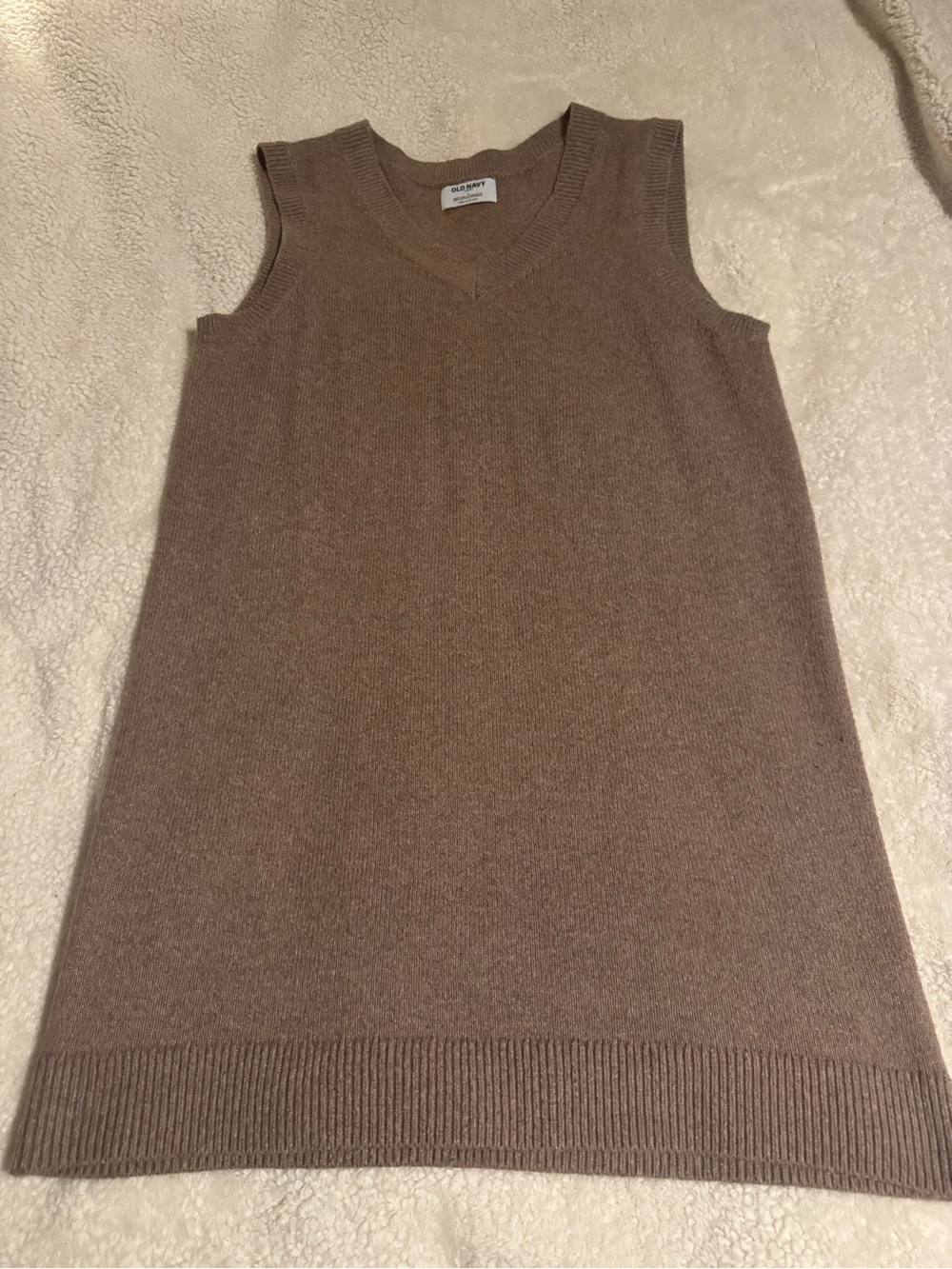 Old Navy Light Brown Sleeveless V-Neck Sweater Dress